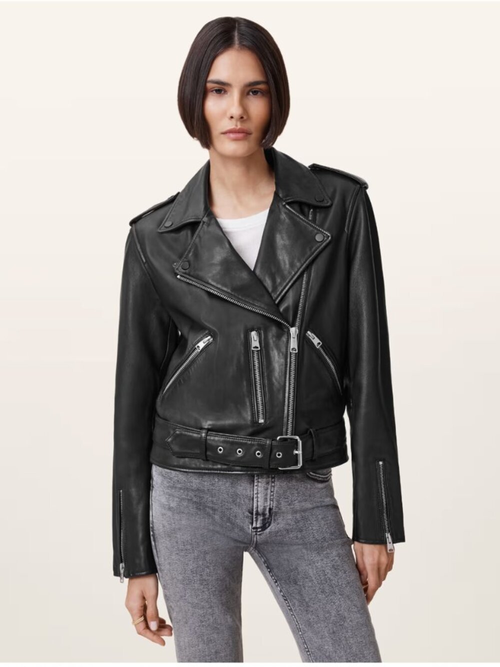 AllSaints Balfern Leather Jacket (Black) - Picture 4 of 8